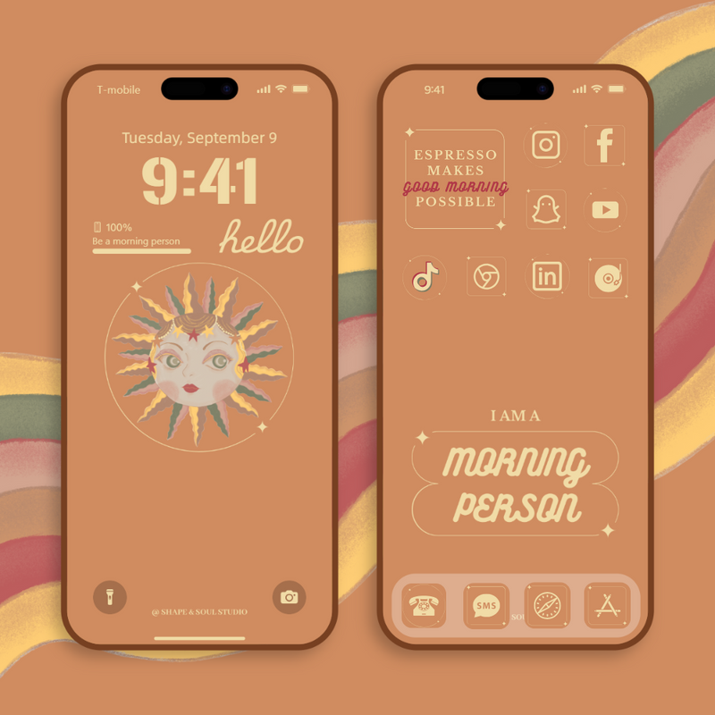 Morning Person Digital iPhone Wallpaper And Theme Set