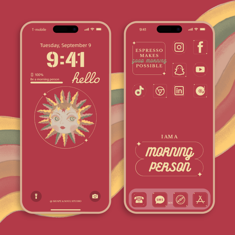 Morning Person Digital iPhone Wallpaper And Theme Set