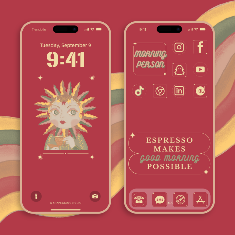 Morning Person Digital iPhone Wallpaper And Theme Set