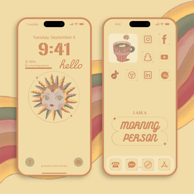 Morning Person Digital iPhone Wallpaper And Theme Set