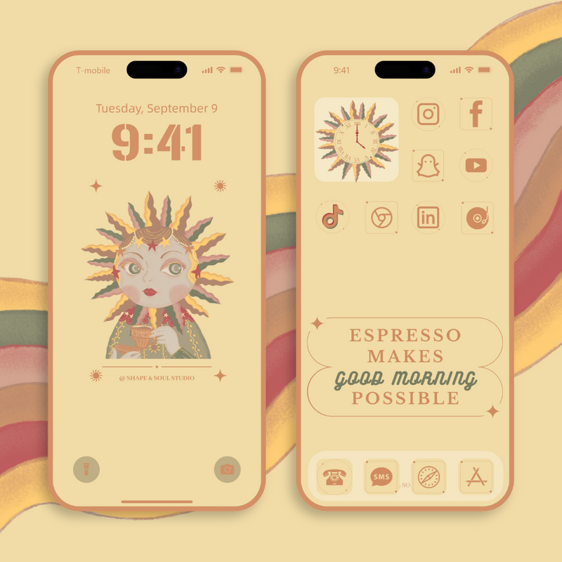 Morning Person Digital iPhone Wallpaper And Theme Set