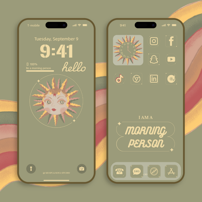 Morning Person Digital iPhone Wallpaper And Theme Set