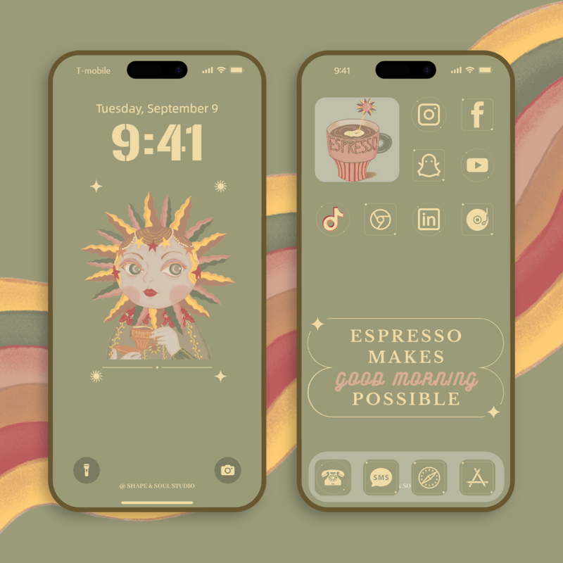 Morning Person Digital iPhone Wallpaper And Theme Set