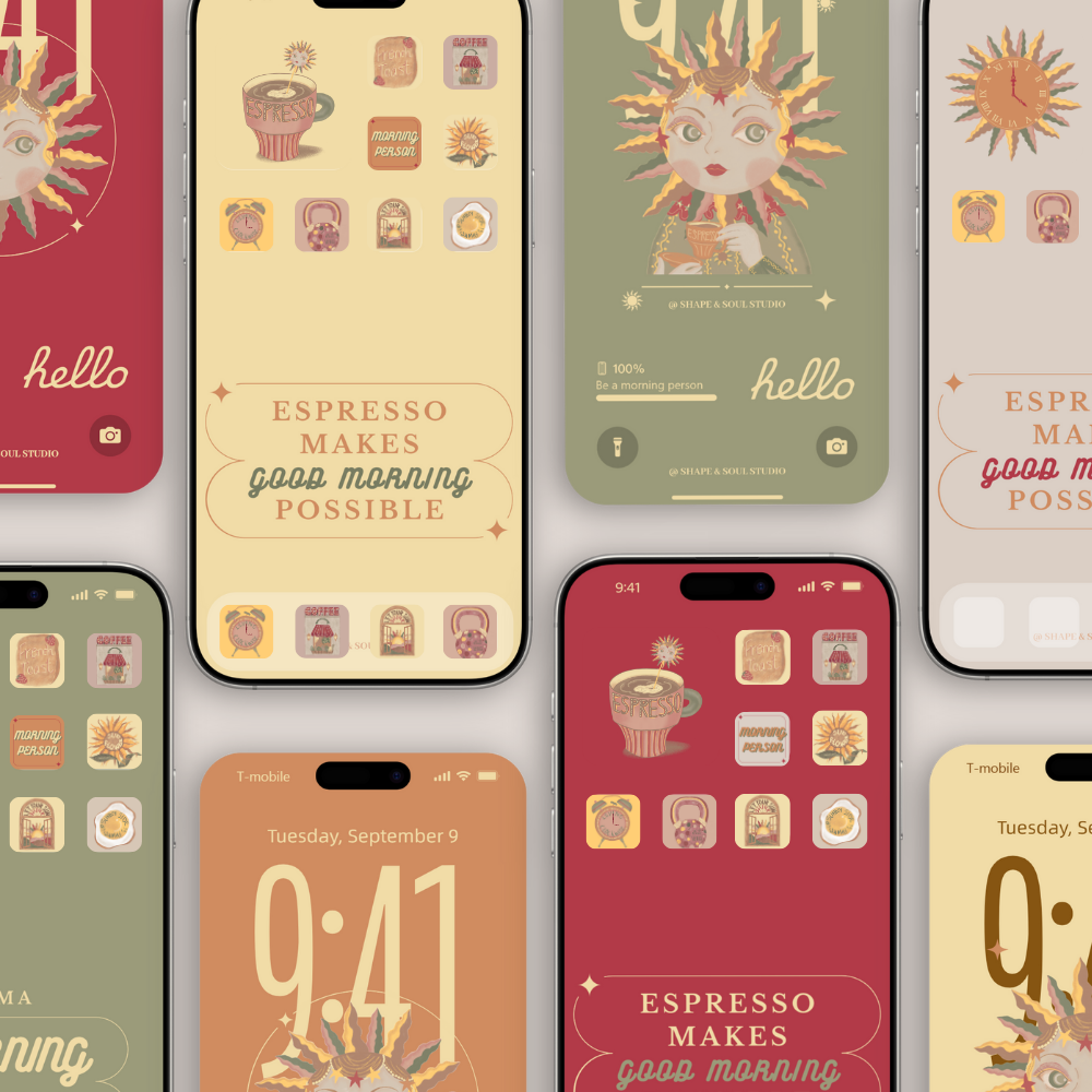 Morning Person Digital iPhone Wallpaper And Theme Set