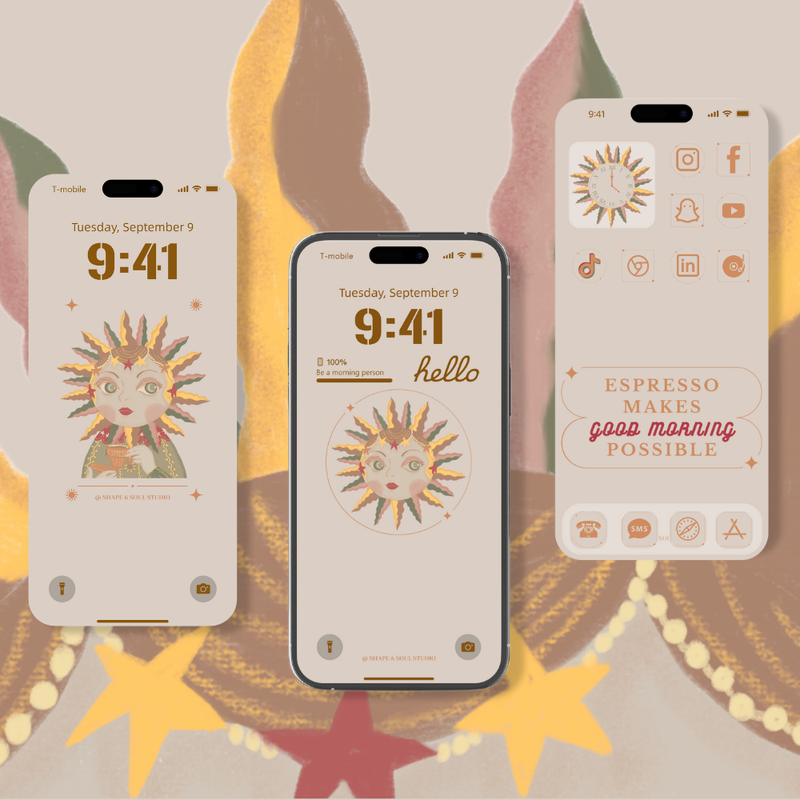 Morning Person Digital iPhone Wallpaper And Theme Set