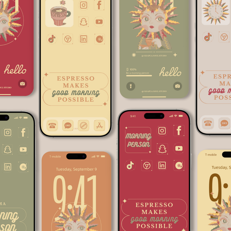 Morning Person Digital iPhone Wallpaper And Theme Set