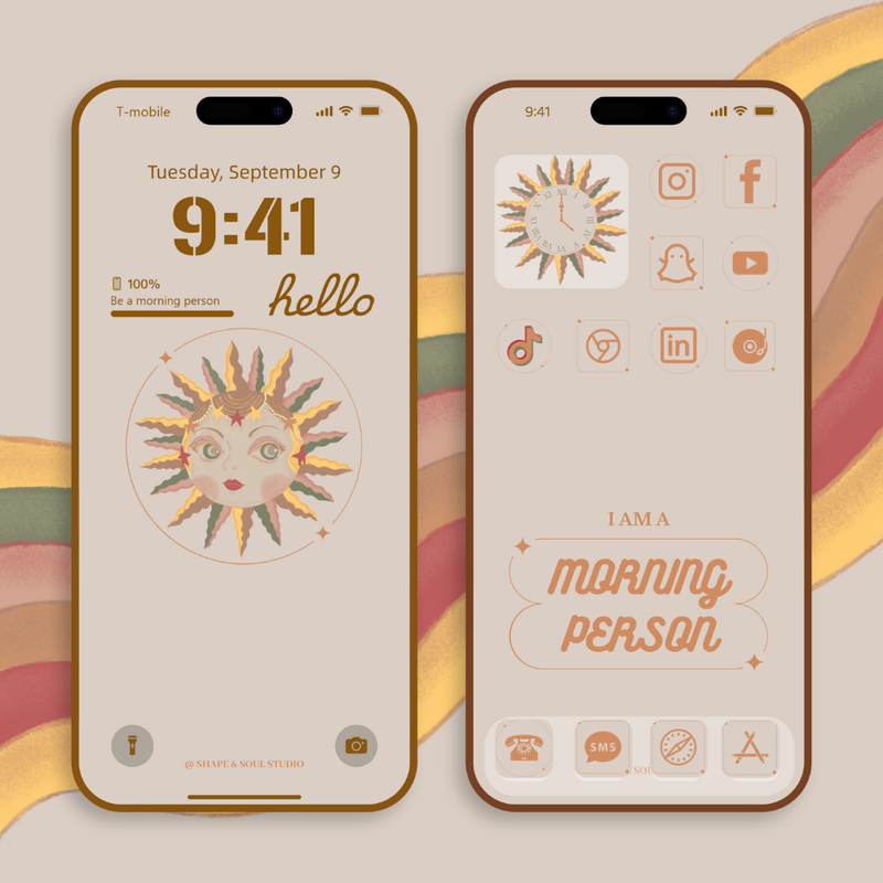 Morning Person Digital iPhone Wallpaper And Theme Set