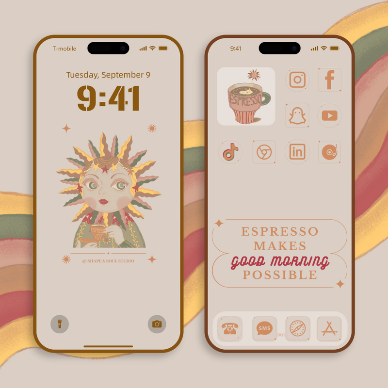 Morning Person Digital iPhone Wallpaper And Theme Set