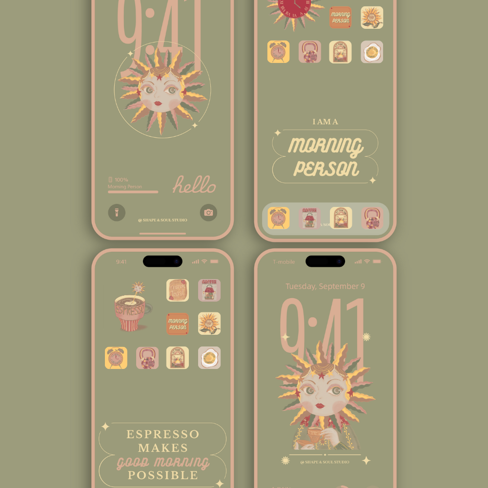 Morning Person Digital iPhone Wallpaper And Theme Set