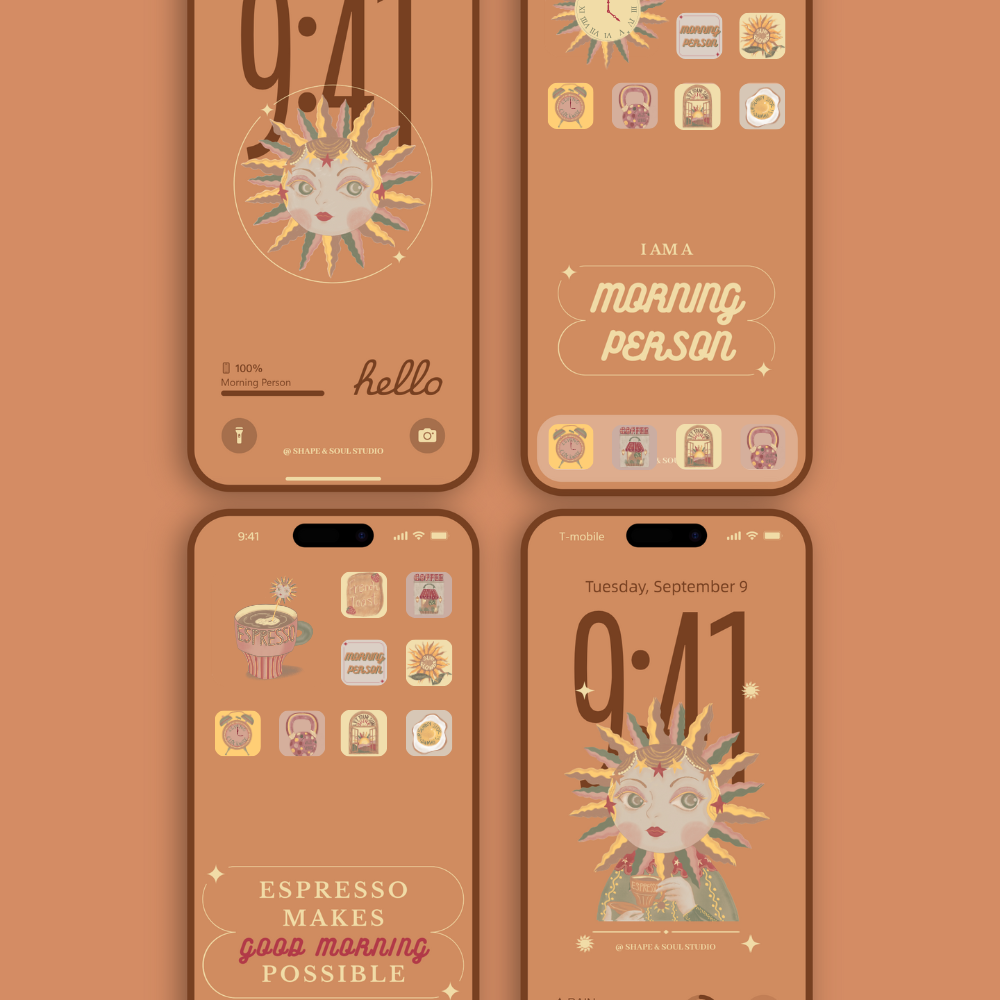 Morning Person Digital iPhone Wallpaper And Theme Set