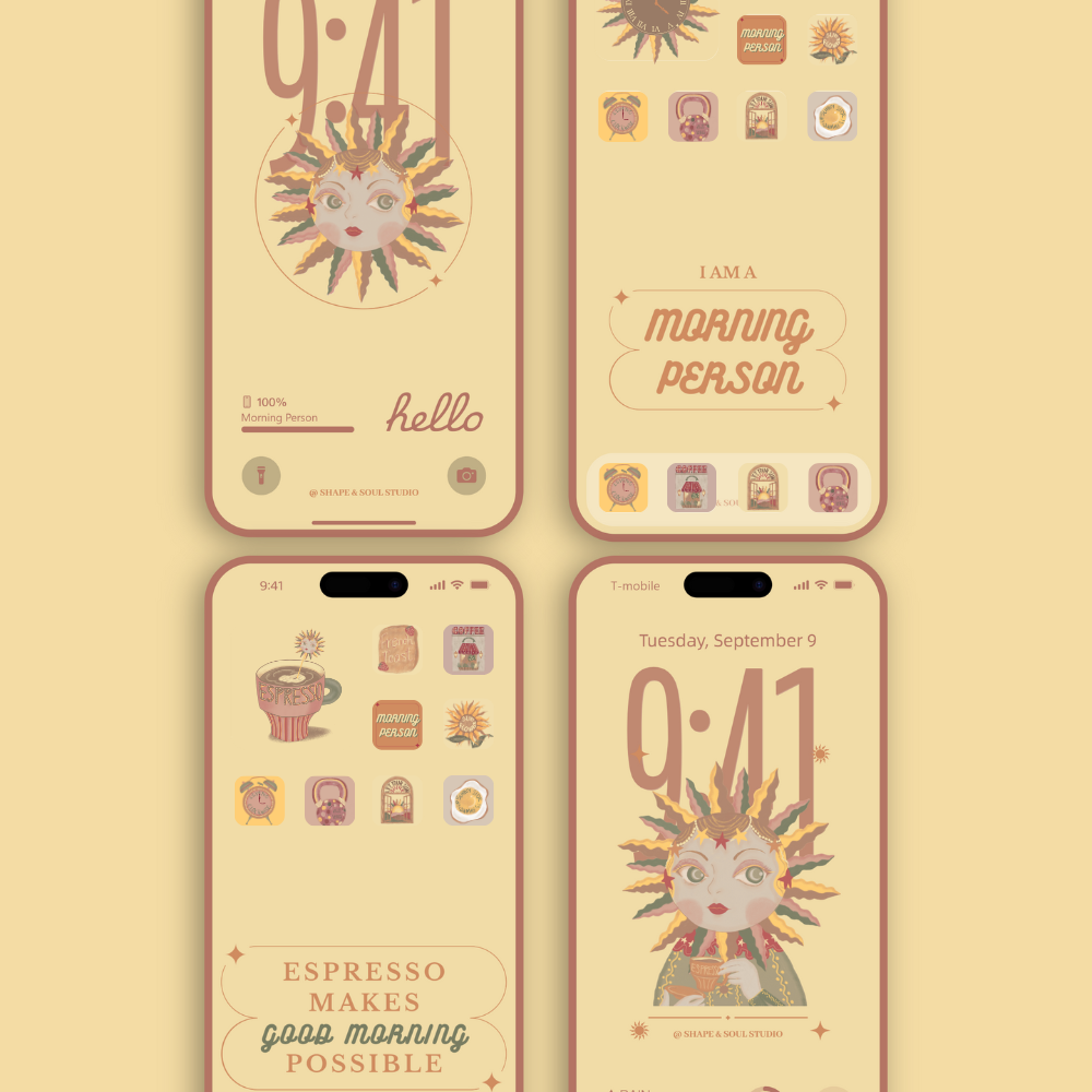 Morning Person Digital iPhone Wallpaper And Theme Set